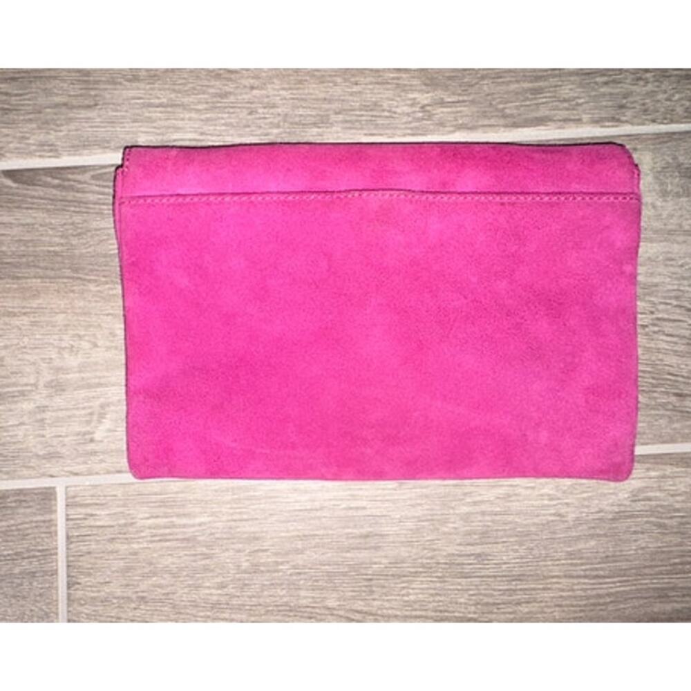 JCREW Womens Magenta Suede 100% Leather Envelope Purse/Clutch - Picture 2 of 5